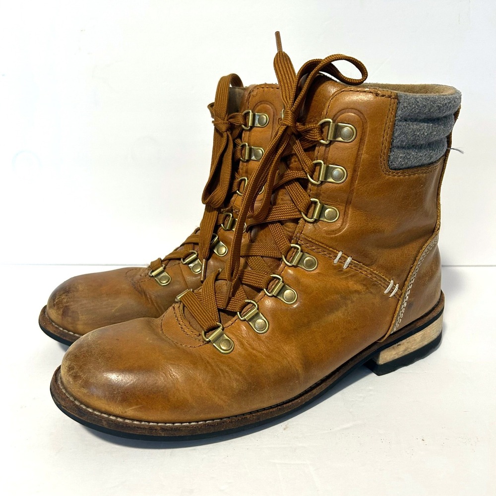 Kodiak Leather Hiking Boots Womens 8 Tan Brown Lace Up Ankle Distressed Gorpcore